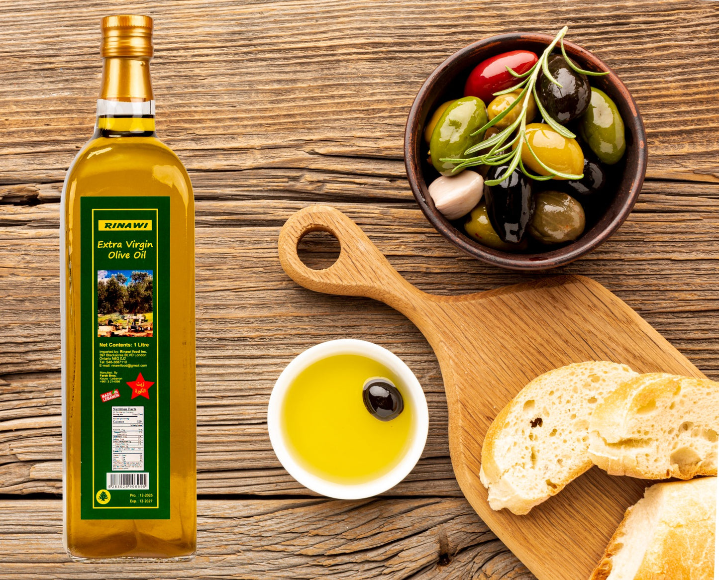 1 Bottle Pack of 1 Liter  Rinawi Olive Oil -Free Shipping in Canada