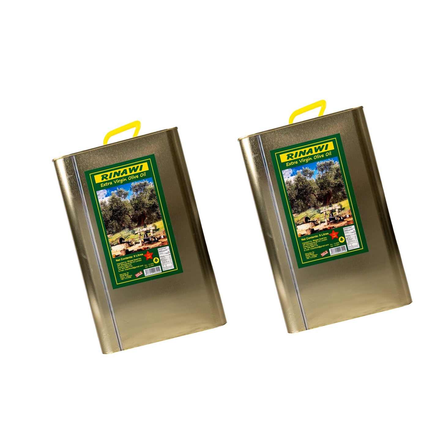 9Liters Pack of 2- Rinawi Olive Oil - Free Shipping in Canada
