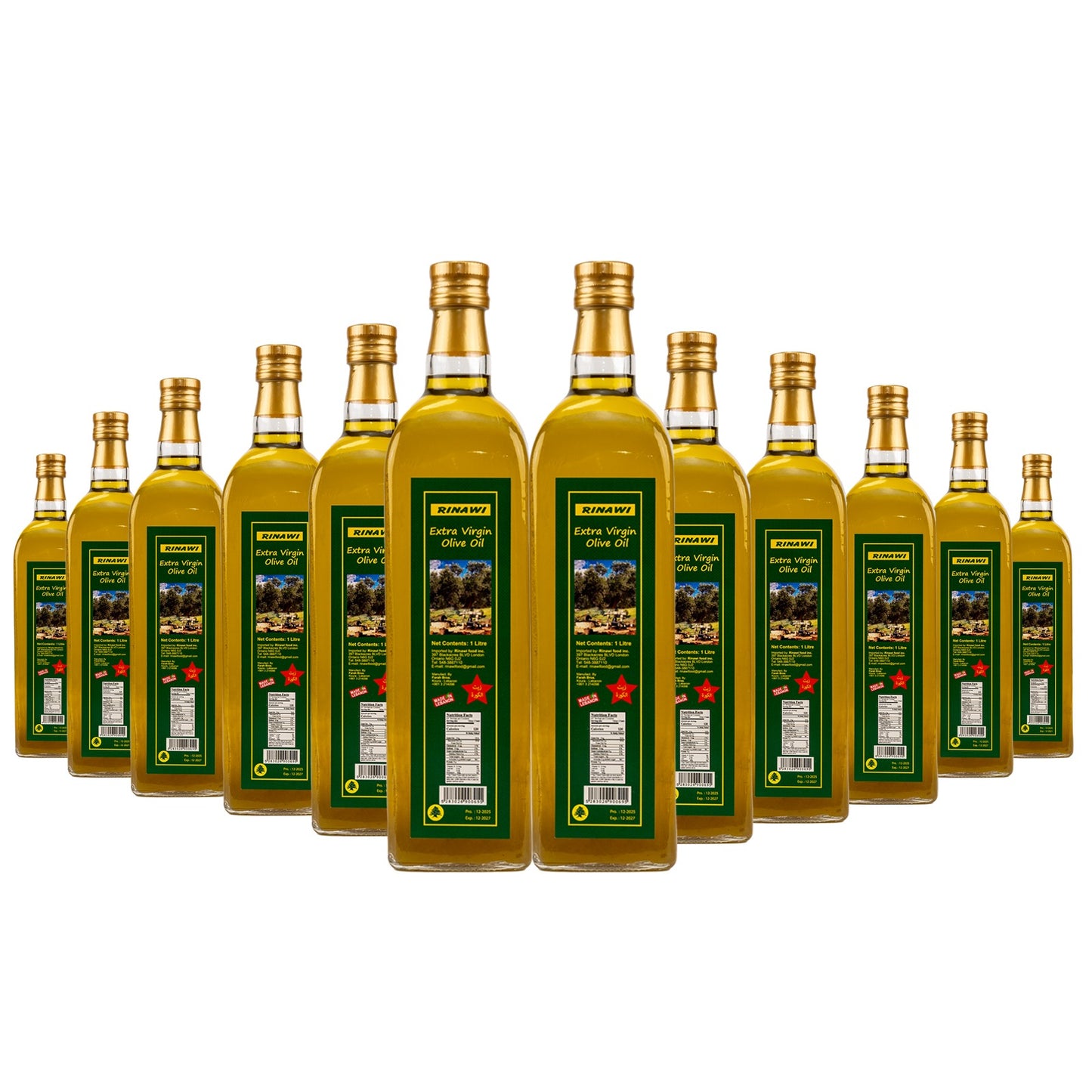 12 Pack of 1 Liter Bottle - Rinawi Olive Oil - Free Shipping in Canada