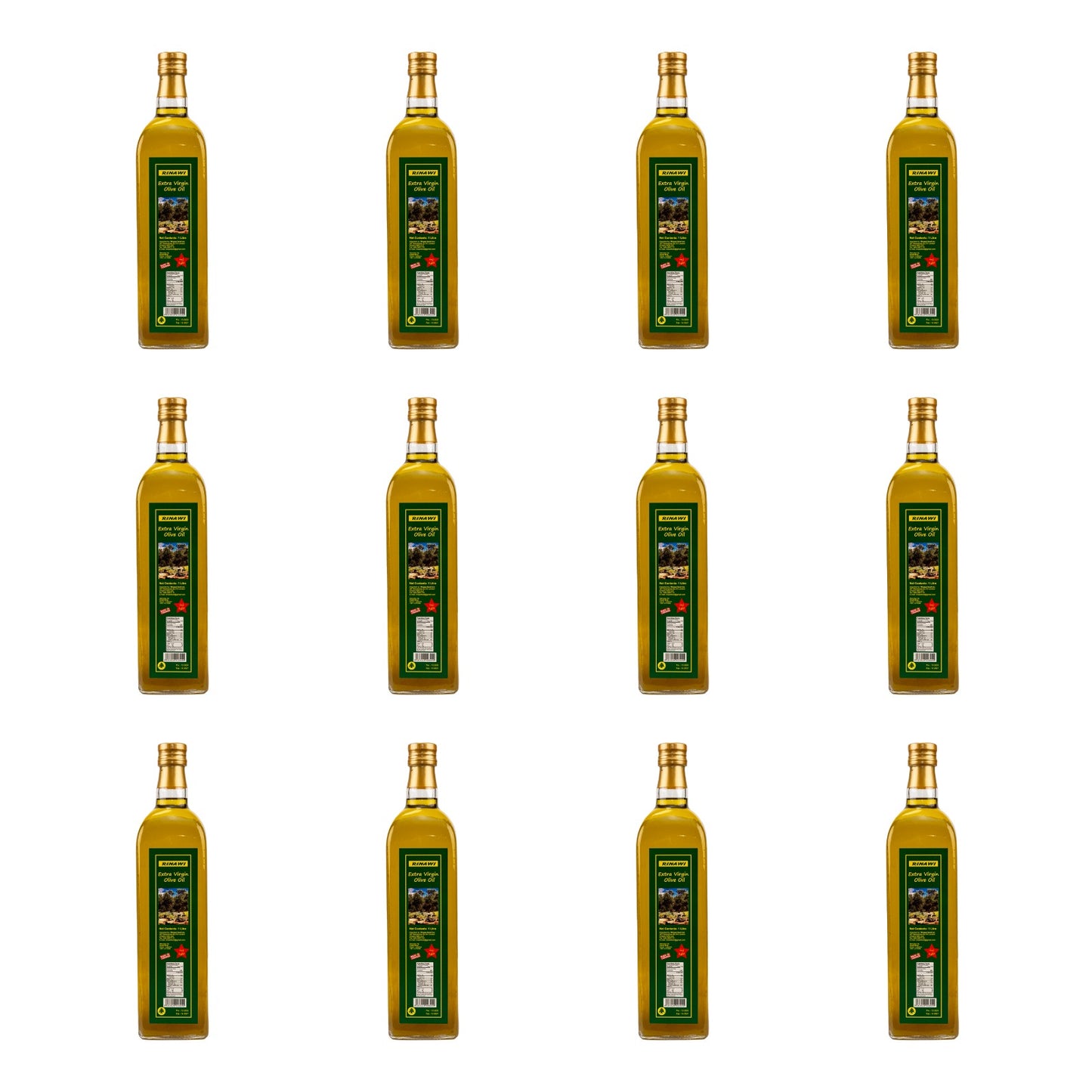 12 Pack of 1 Liter Bottle - Rinawi Olive Oil - Free Shipping in Canada